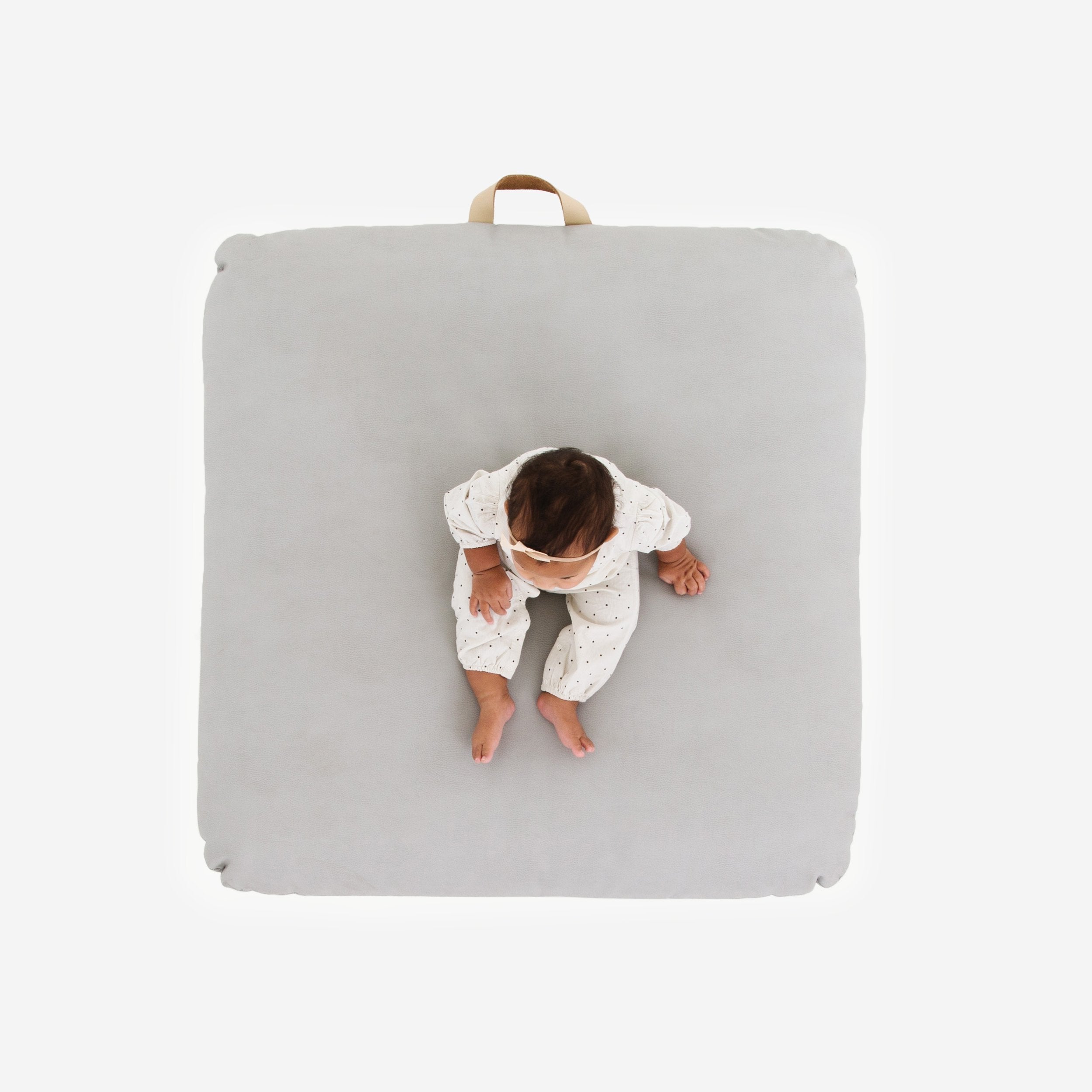 Pewter (on sale) / Square@Overhead of kid sitting on the Pewter Square Floor Cushion