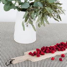 Stone Stripe@Overhead Stone Stripe Tablecloth on dining table