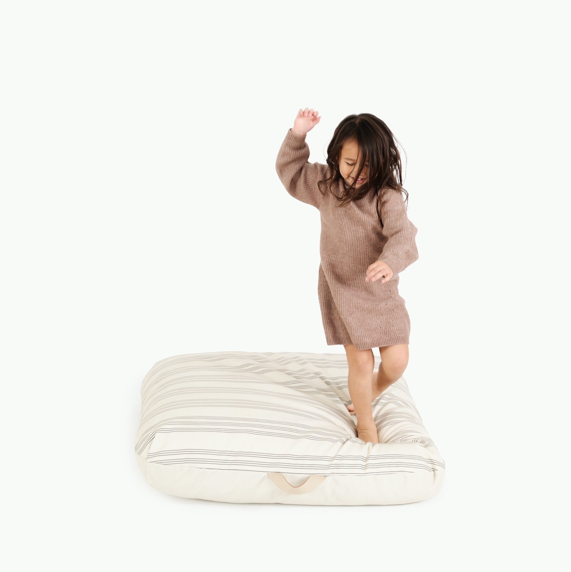 Pencil Stripe (on sale) / Square@Kid standing on the Pencil Stripe Square Floor Cushion