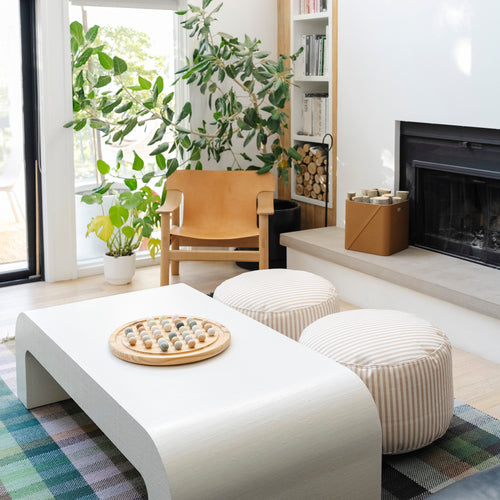 Cafe Stripe@lifestyle image of cafe stripe circle poufs