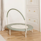 Palm / Scallop@Modern indoor trampoline for kids styled in a neutral home space