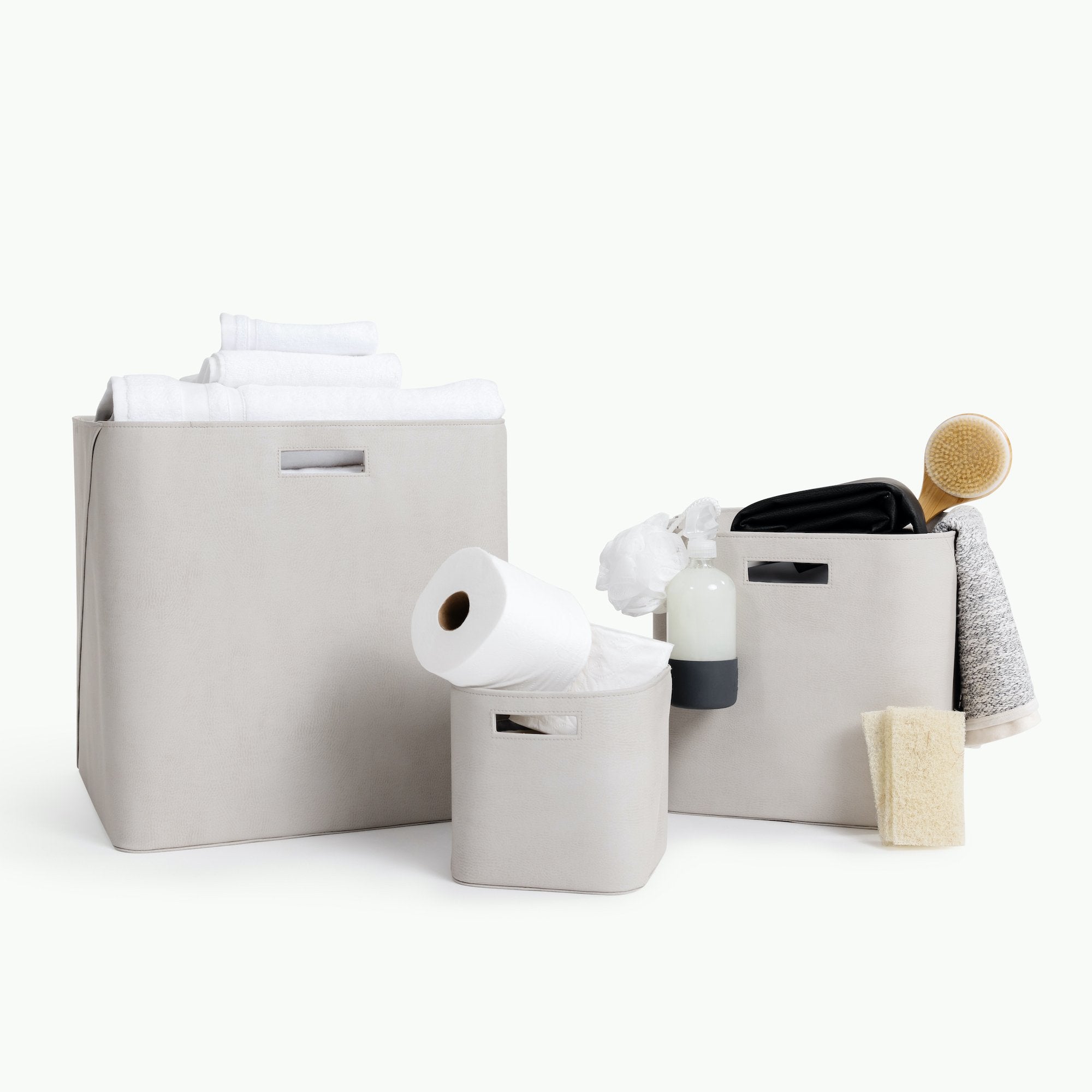 Gull@Gull Storage Bins full of cleaning supplies + linens