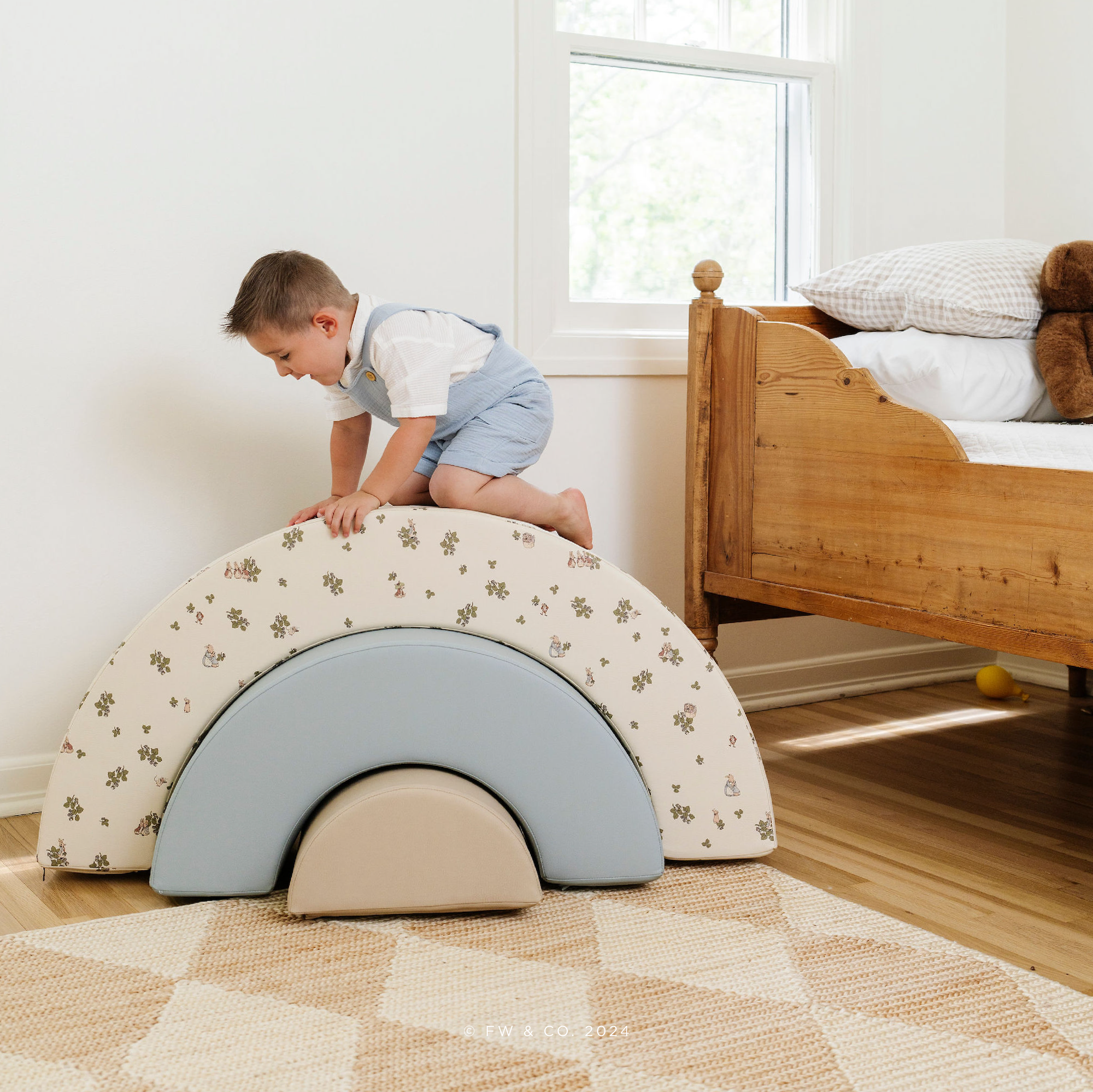 Peter Rabbit™ • Our Beatrix Blue • Millet (on sale)@lifestyle image of little boy playing on arc playset