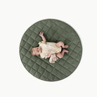 Thyme / Circle@Overhead of baby laying on the Thyme Circle Quilted Mat