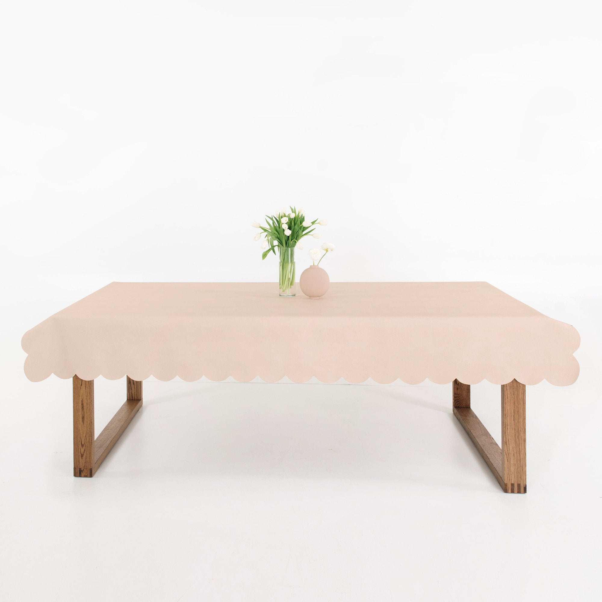 Untanned Scallop (on sale) / 8 Foot@Untanned Scallop Tablecloth on dining table
